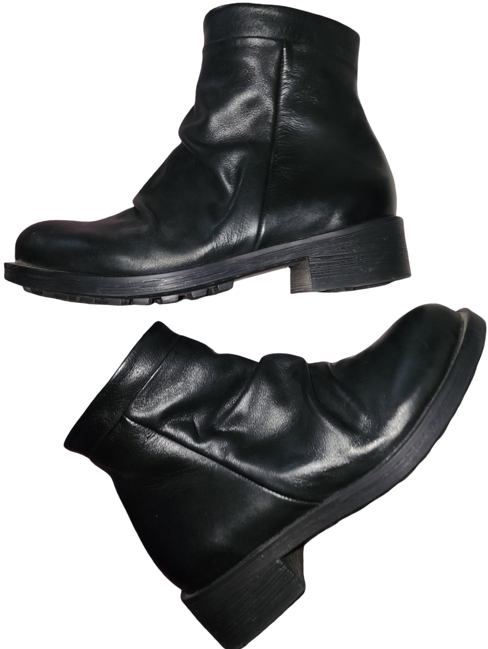 ONAKO Italian Black Leather Slouch Boots Ankle Zip EU 37 US 6.5 - Picture 2 of 7